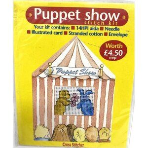 Cross Stitcher Kit Puppet Show Counted 14HPI Vintage Aida NEW RARE